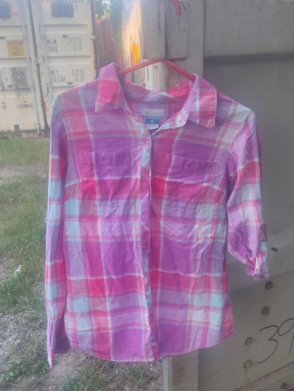 Columbia Pastel Plaid Button-Down Shirt